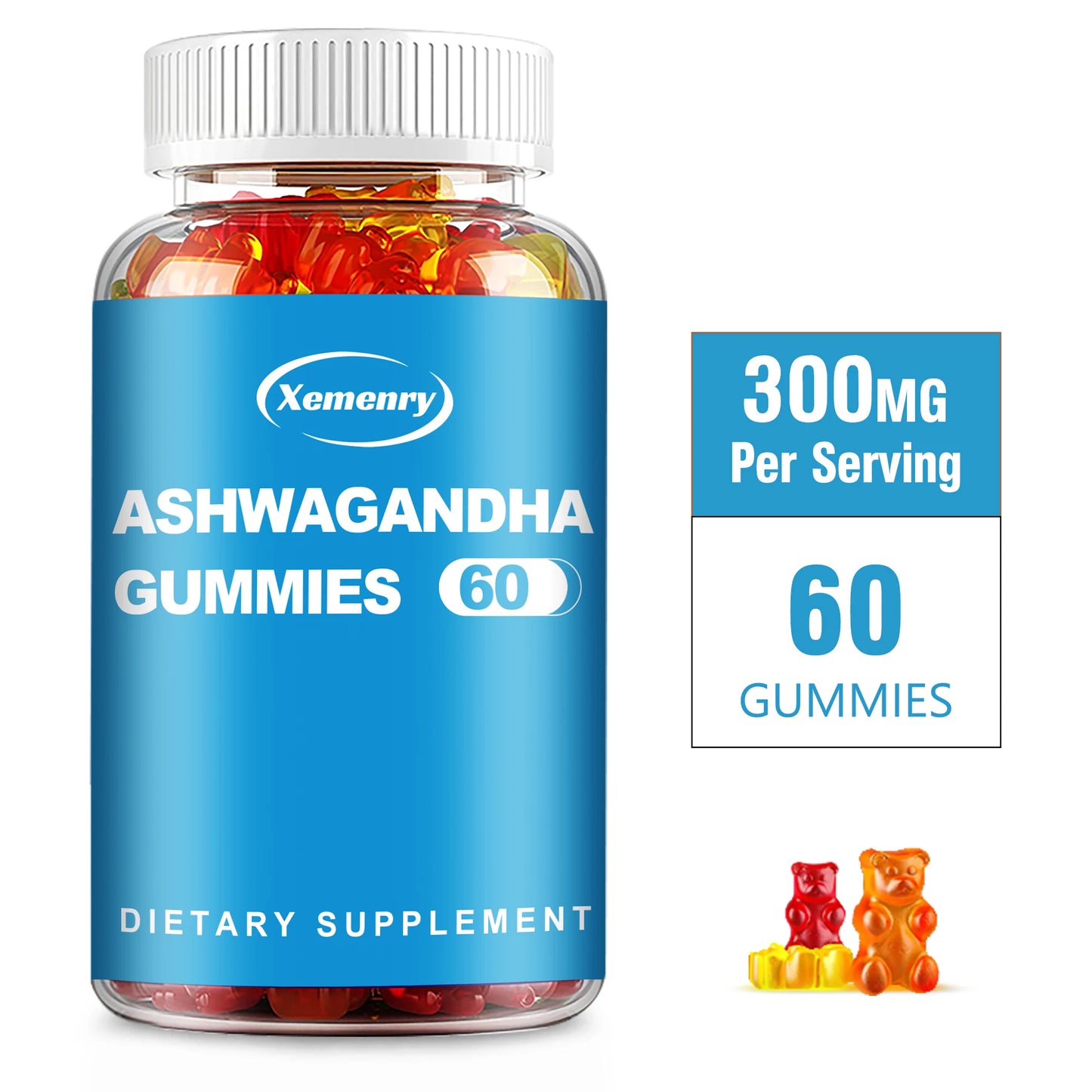 Ashwagandha Gummies - Relax, Relieve Stress and Anxiety, Improve Sleep Quality, and Enhance Immunity - 60 Gummies