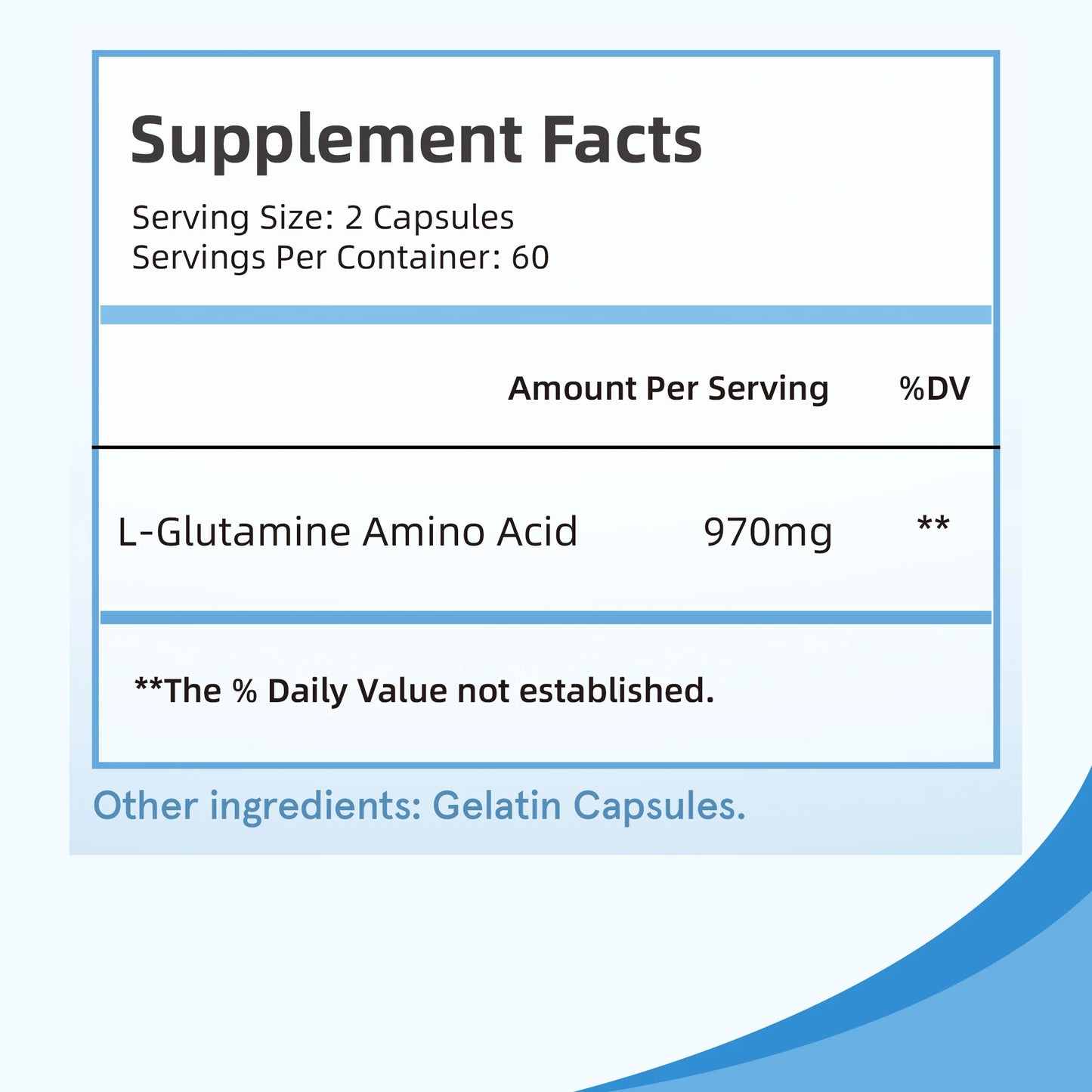 L-Glutamine Supplement - Digestive and Gut Health, Promotes Muscle Recovery - 120 Capsules