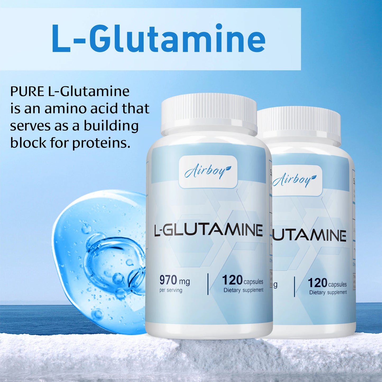 L-Glutamine Supplement - Digestive and Gut Health, Promotes Muscle Recovery - 120 Capsules