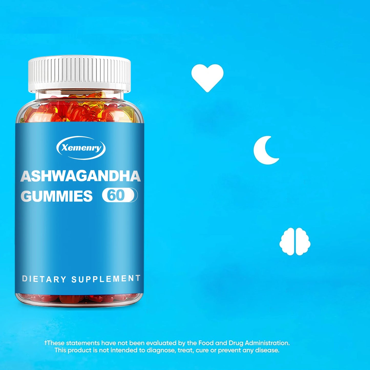Ashwagandha Gummies - Relax, Relieve Stress and Anxiety, Improve Sleep Quality, and Enhance Immunity - 60 Gummies