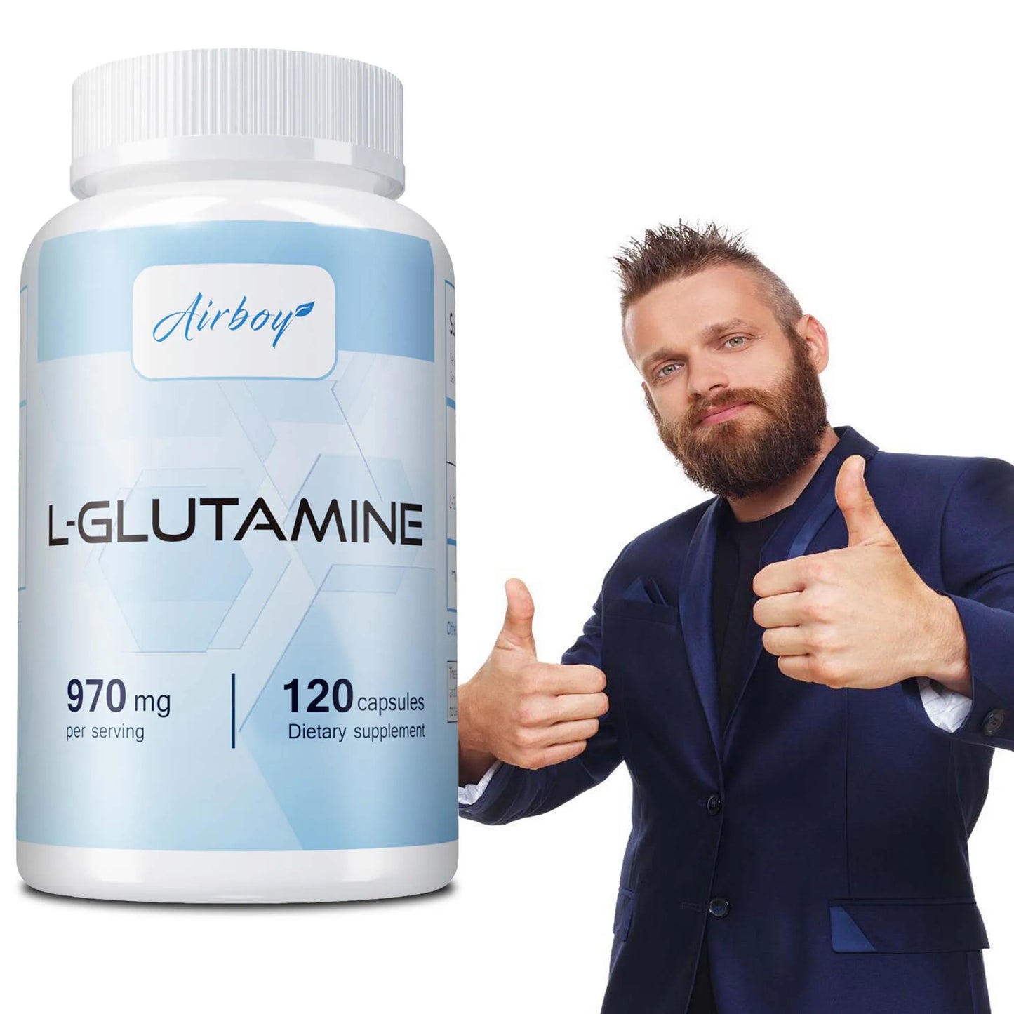 L-Glutamine Supplement - Digestive and Gut Health, Promotes Muscle Recovery - 120 Capsules