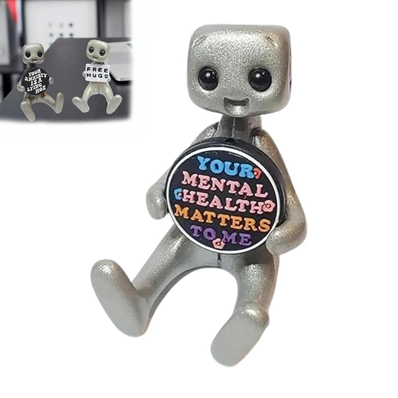 Your Anxiety Is A Lying H*e Robot Cute Tiny Robot Figure Mental Health Desk Companion Home Office Desk Buddy Relief Anxiety Gift