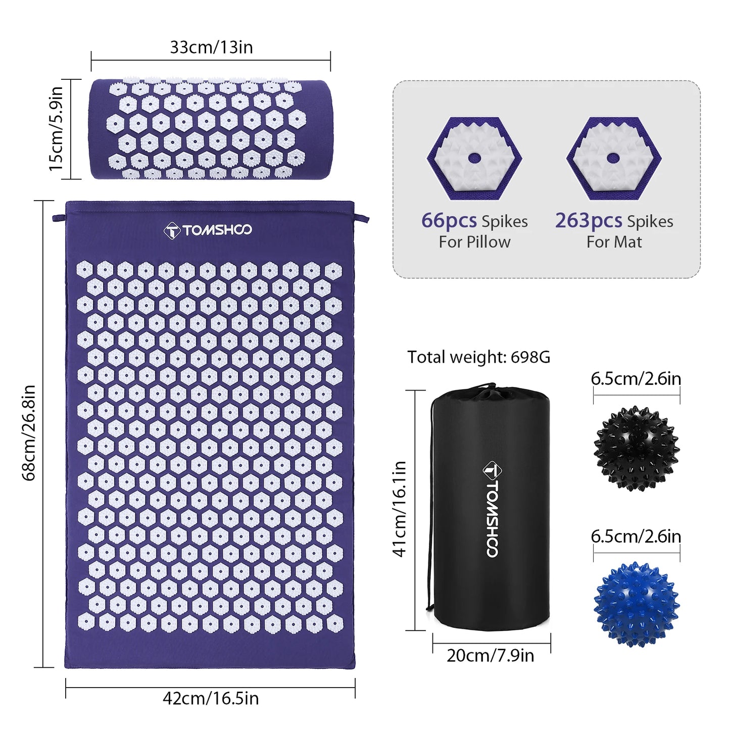 Acupressure Mat and Pillow Massage Set