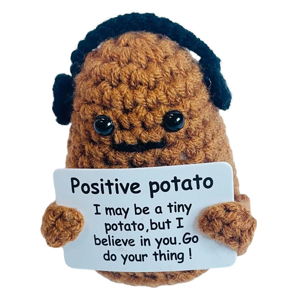 Funny Positive Potato with Positive Card Creative Potato Dolls Handmade Mini Potato Cheer Up Gifts for Friends