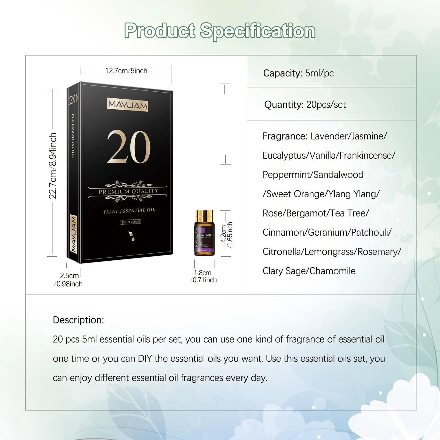 MAYJAM 20 Bottles Essential Oils Kit Set